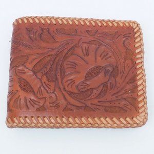 Handtooled Leather Vintage Western Wallet Billfold